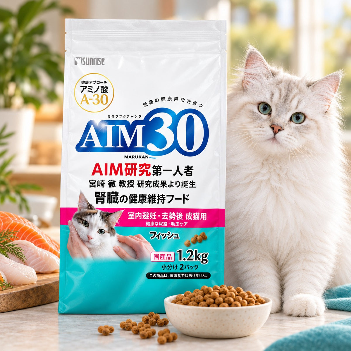 AIM30 Indoor Adult Cat Food Kidney, Urinary Tract Health & Hairball Care Formula Fish flavor
